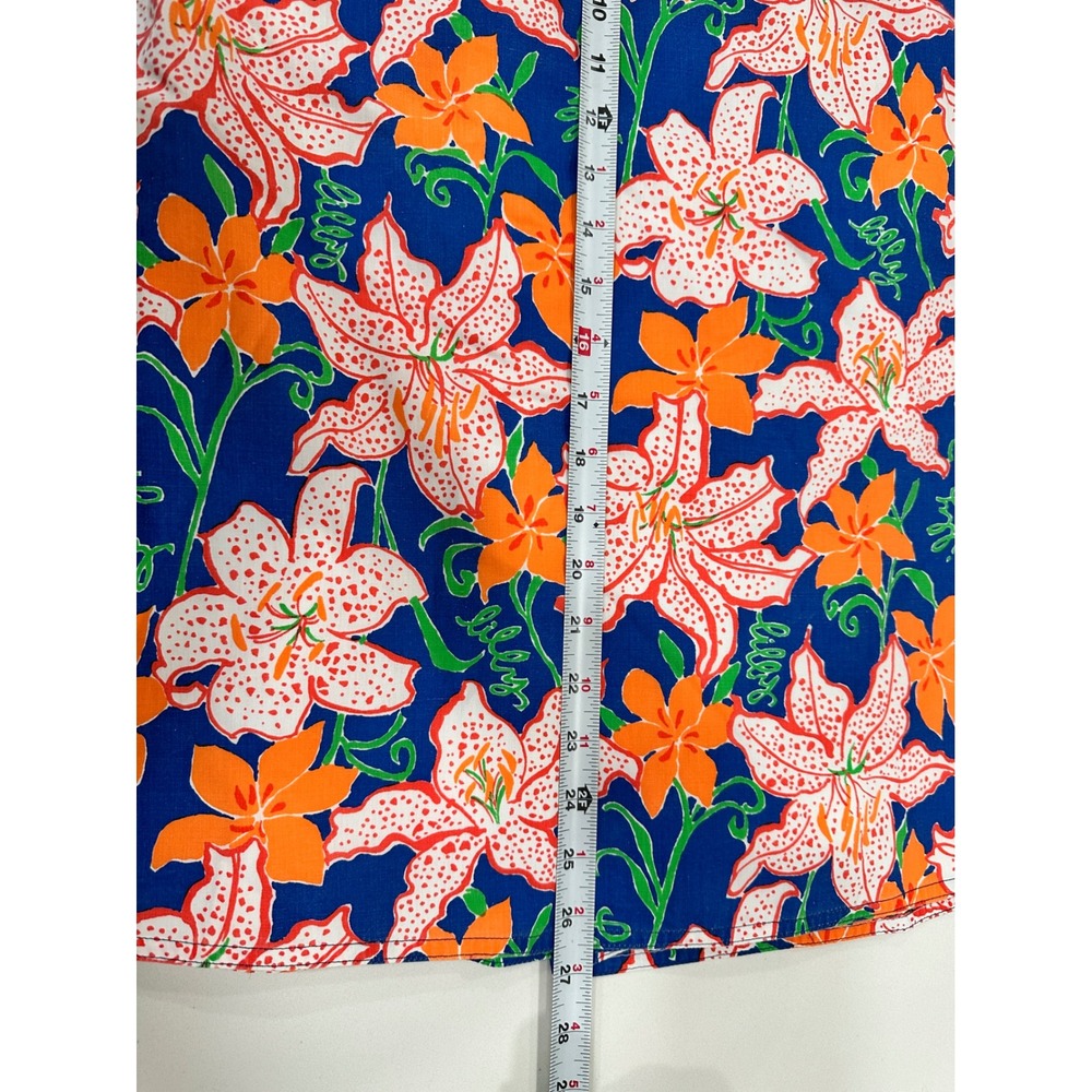 Vintage Lilly Pulitzer The Lilly Floral Wrap Skirt Blue Orange Lily XL W3218 - Picture 8 of 8